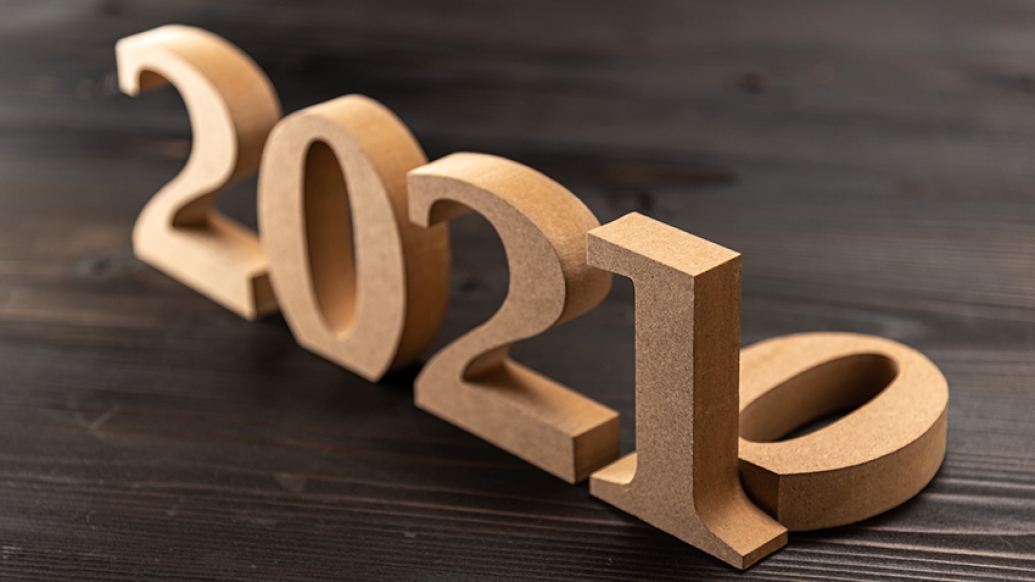 2020 wooden blocks knocked over by 2021 blocks