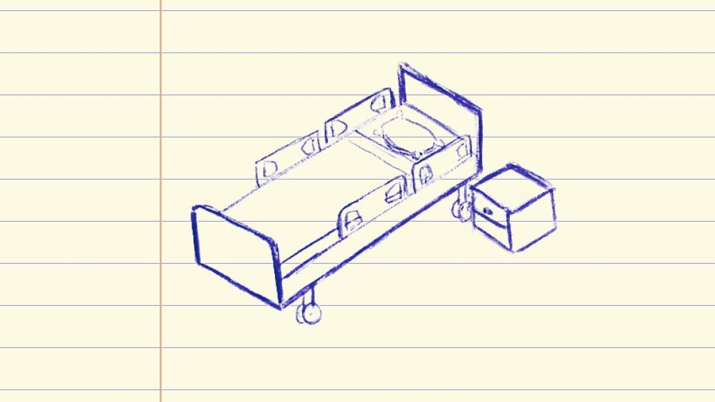 drawing of hospital bed