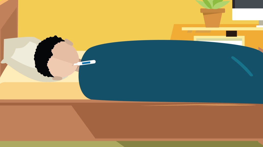 A sick child staying home from school