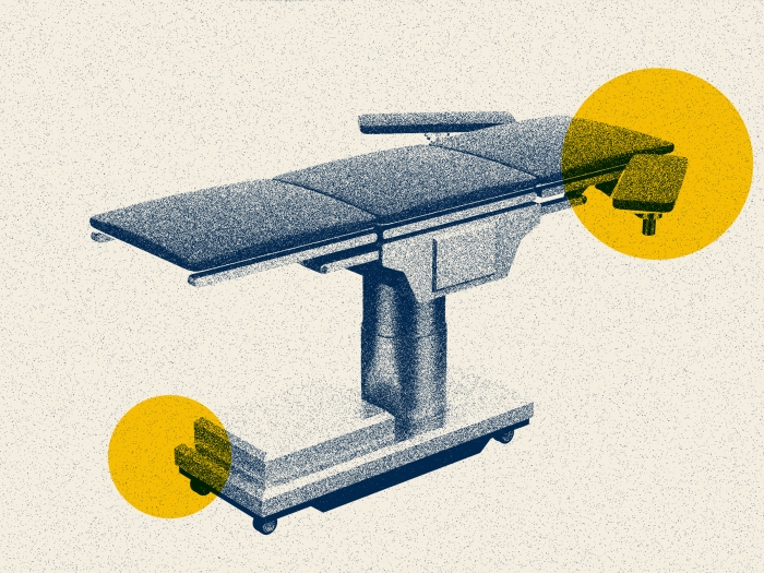 surgery table drawing yellow blue