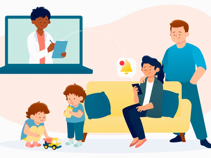 Family Doctor Children Phone Communication