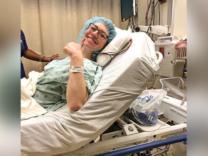 Patient in hospital bed