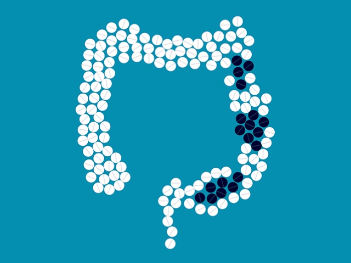 colon intestines pill black white spots 