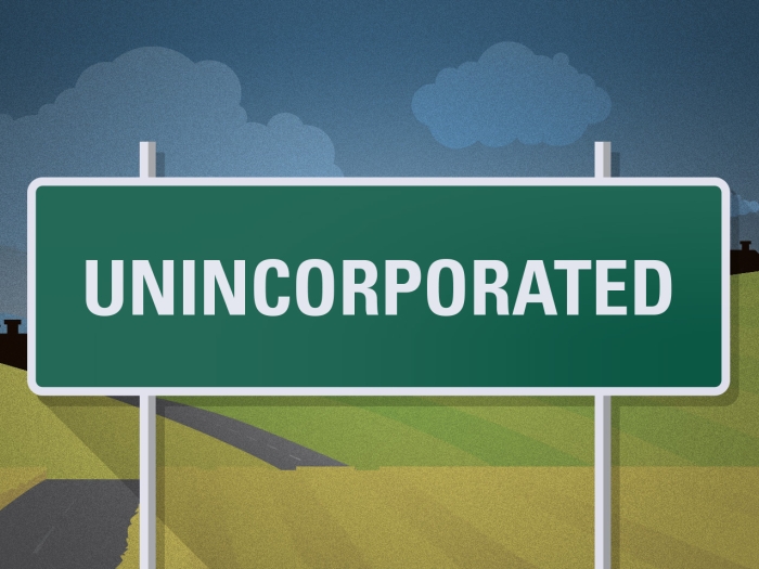 Unincorporated sign outside a rural American town