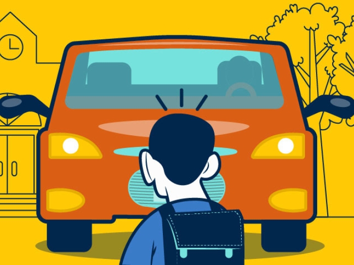 school traffic safety kid car orange