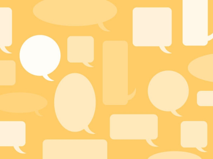 Conversation boxes on a yellow background
