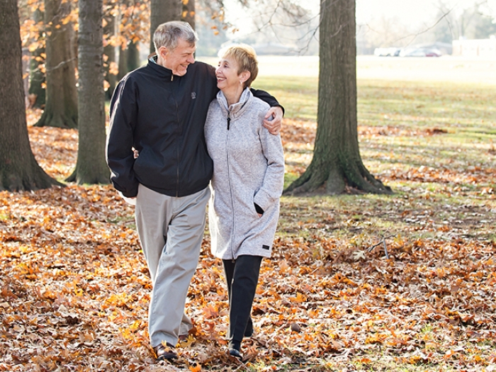 Beverly on a walk with her husband after receiving sacroiliac injections