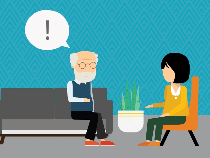 A patient receiving cognitive behavioral therapy to help treat their irritable bowel syndrome