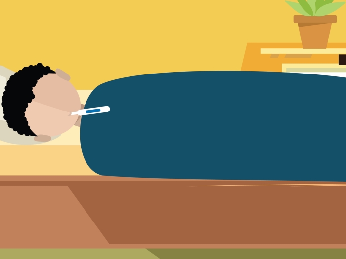 A sick child staying home from school