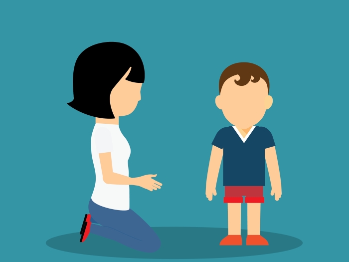 A mother rewarding her child with the time in behavior technique