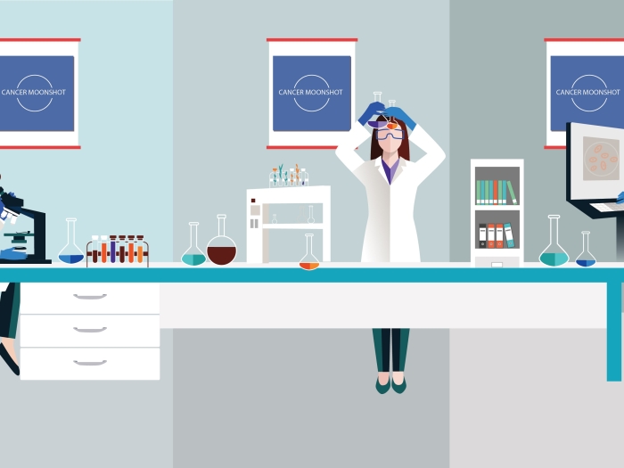 Scientists working together for the cancer moonshot initiative