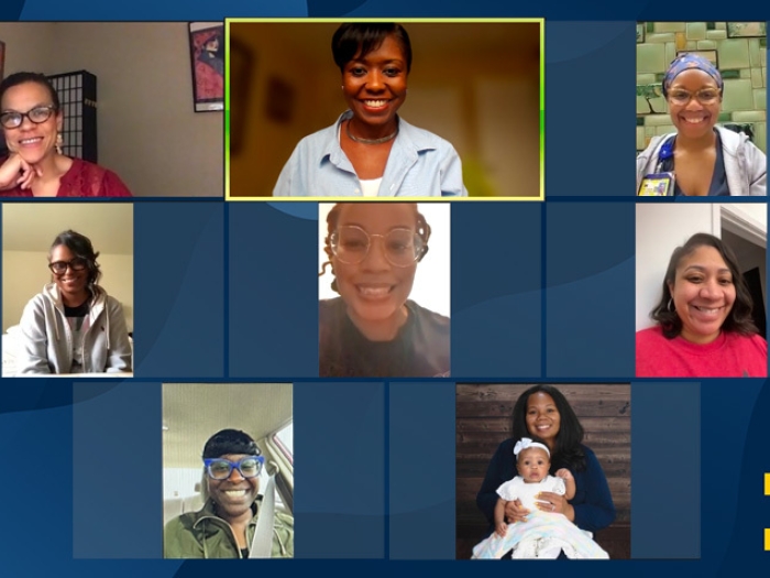 zoom call computer women smiling