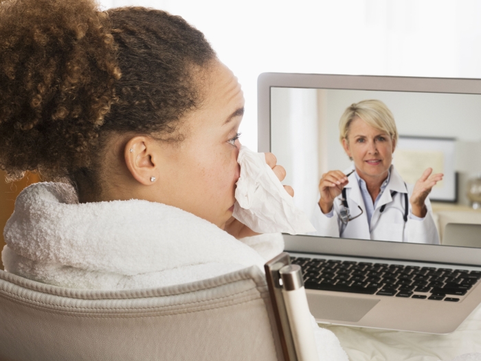 Sick and talking on computer