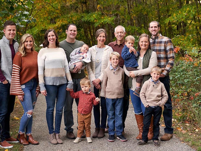 Family portrait in the woods