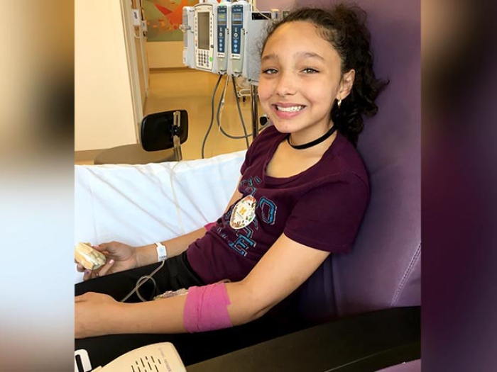 Girl in hospital room