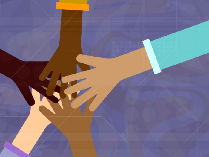 black and white hands together touching in unity