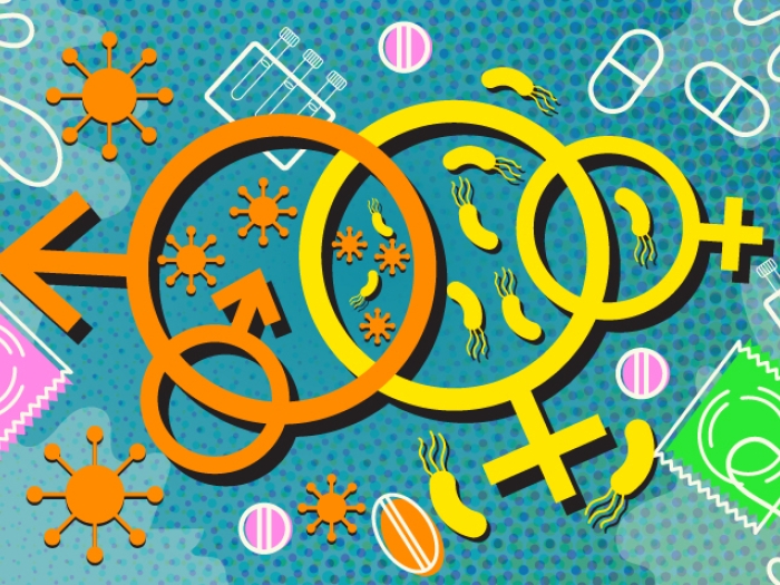 orange yellow cells floating green blue