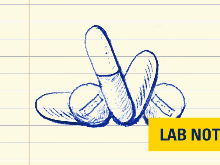 pills draw in blue ink