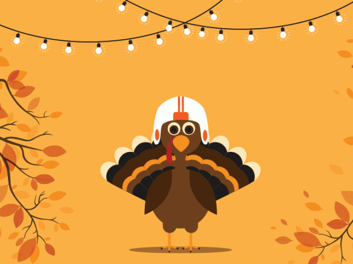 Animated turkey illustrating Thanksgiving safety tips