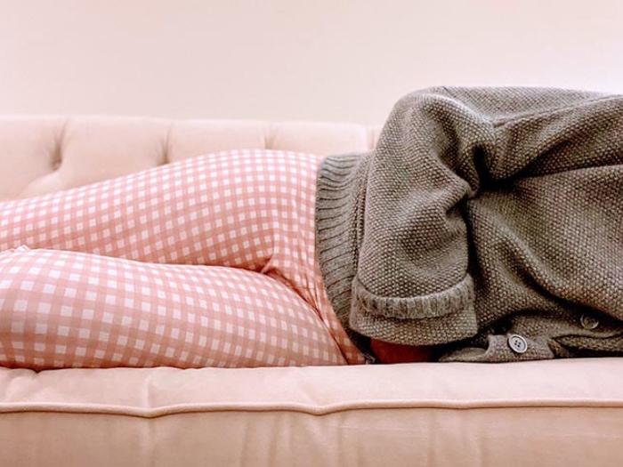 Women in stomach pain