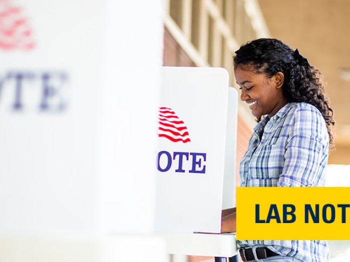 young female voting at the polls